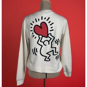 Keith Haring | Valentine | Love Heart | Soft Sweatshirt | Cream | 90s Art